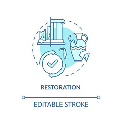 Restoration turquoise concept icon. Fixing process. Heritage objects preservation abstract idea thin line illustration. Isolated outline drawing. Editable stroke. Arial, Myriad Pro-Bold fonts used