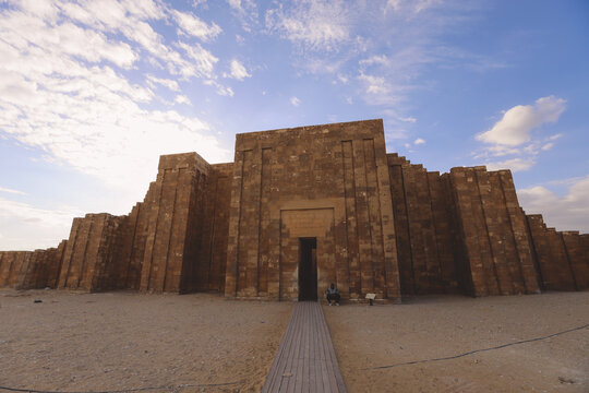 Ancient Ruins and Columns near the Funerary complex and Stepped Pyramid of Djoser at Saqqara, Egypt