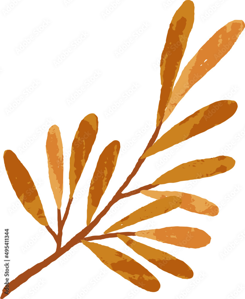 Canvas Prints autumn branch with dry leaves colored cartoon illustartion