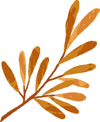 Autumn Branch with Dry Leaves Colored Cartoon Illustartion
