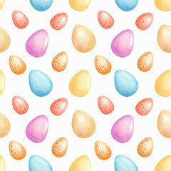 Watercolor seamless easter eggs pattern isolated on white background.Use for easter design ,print.