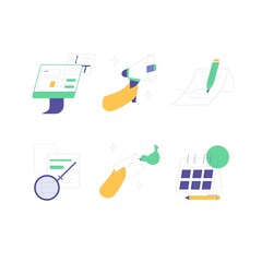 Set of flat designed and outline icons for digital and social media marketing. blogging. Vector illustration in flat style