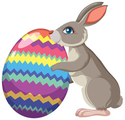 Easter bunny holding decorated egg