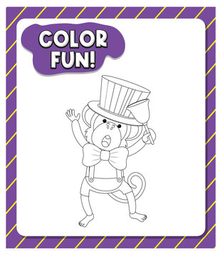 Worksheets template with color fun! text and monkey outline