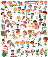 Collection of many kids doing different activities