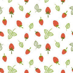 Colourful seamless strawberry pattern. The print is well suited for textiles, Wallpaper and packaging.