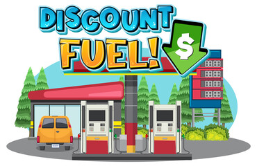 Gas station with discount fuel word logo