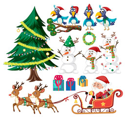 Obraz na płótnie Canvas Christmas set with tree and decorations