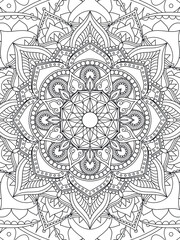 Mandala Symbol Adult Coloring Page Editable Vector