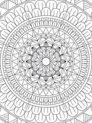 Mandala Symbol Adult Coloring Page Editable Vector