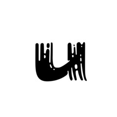 Letter u. Dry brush grunge lettering imitation. Vector design template.