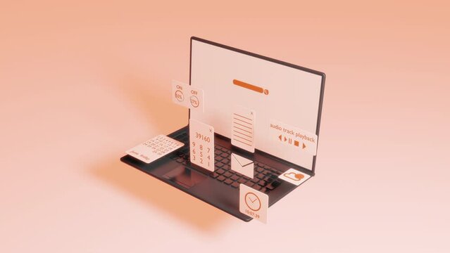 User interface of modern computer with UI widgets of programs.