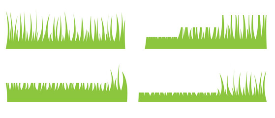 Green grass - vector flat cartoon mowed lawn. Creation of landscape design in the countryside.