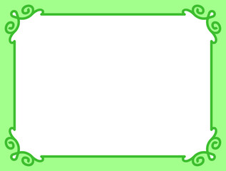 Green spring eco horizontal vector background with beautiful thin border frame. Vintage style package design, label, web banner or pop up advertising window