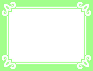 Green spring eco horizontal vector background with beautiful thin border frame. Vintage style package design, label, web banner or pop up advertising window