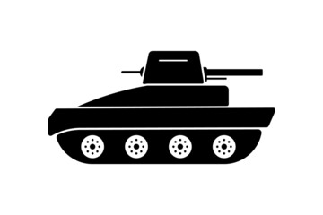 Fototapeta na wymiar Military Tank Silhouette Icon. Panzer Vehicle Force Pictogram. Tank Army Black Symbol. Armed Machine Weapon Icon. Army Transportation Logo. Defense War Ammunition. Isolated Vector Illustration