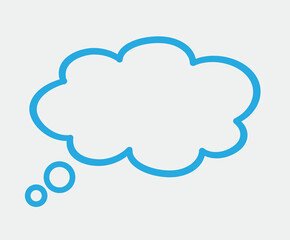 Think bubble isolated on grey background. Trendy think bubble in flat style. Modern template for social network and label. Creative thought balloon. Cloud line art, vector illustration