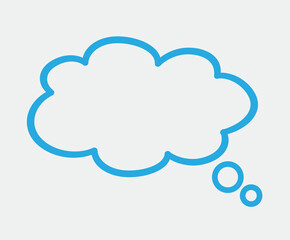 Think bubble isolated on grey background. Trendy think bubble in flat style. Modern template for social network and label. Creative thought balloon. Cloud line art, vector illustration