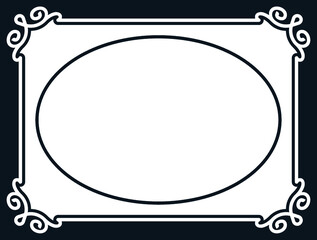 Oval vintage photo frame. Vector vintage photographic portrait border frame
