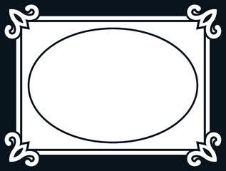 Oval vintage photo frame. Vector vintage photographic portrait border frame
