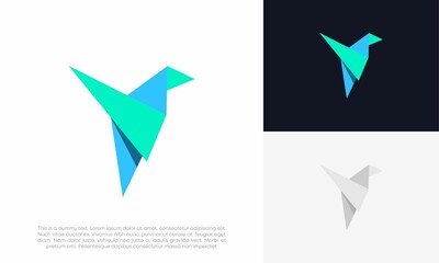 bird origami logo vector icon design illustration