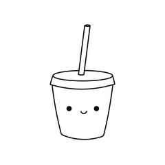 Cocktail cup doodle vector illustration