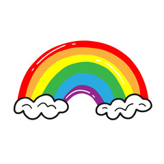 Rainbow with six colors in cartoon doodle style. Vector isolated LGBT illustration.