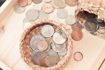 coins on the table