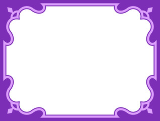 Obraz premium Purple pink vector horizontal background with beautiful border frame. Gender reveal party invitation card or cosmetics package label design. Copy space for your text