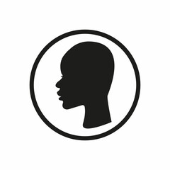 African woman face silhouette. Young attractive modern girl profile sign logo