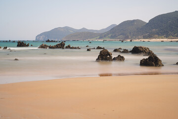 stones on the beach in Noja, Cantabria (spain)