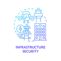 Infrastructure security blue gradient concept icon. Communication safety. Dimension of national safety abstract idea thin line illustration. Isolated outline drawing. Myriad Pro-Bold font used