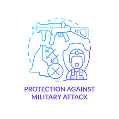 Protection against military attack blue gradient concept icon. Homeland protection. State security guaranty abstract idea thin line illustration. Isolated outline drawing. Myriad Pro-Bold font used
