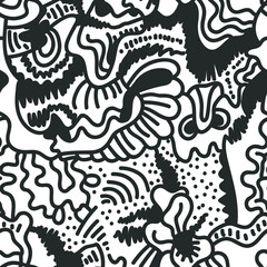 Seamless abstract surrealistic pattern with unusual art
