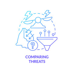 Comparing threats blue gradient concept icon. Analysing invasion risk. National security service abstract idea thin line illustration. Isolated outline drawing. Myriad Pro-Bold font used