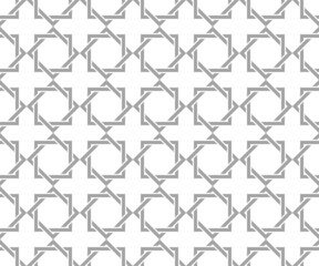 Abstract geometry pattern in Arabian style. Seamless vector background. White and gray graphic ornament. Simple lattice graphic design.