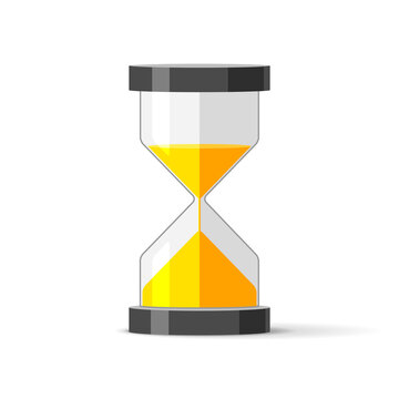 Hourglass icon in flat style, sandglass timer on white background. Vector design element for you project 