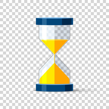 Hourglass icon in flat style, sandglass timer on transperant background. Vector design element for you project 