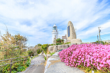 初春の御前埼灯台　静岡県御前崎市　Omaesaki Lighthouse in early spring....