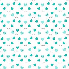 Cute seamless pattern with blue hearts. Babies Fashion. Heart seamless patter wallpaper. Vector illustration,