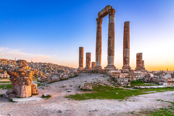 Amman, Jordan - Temple of Hercules sunset - obrazy, fototapety, plakaty