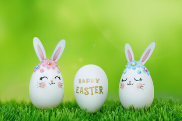 Easter Egg bunny on the grass.