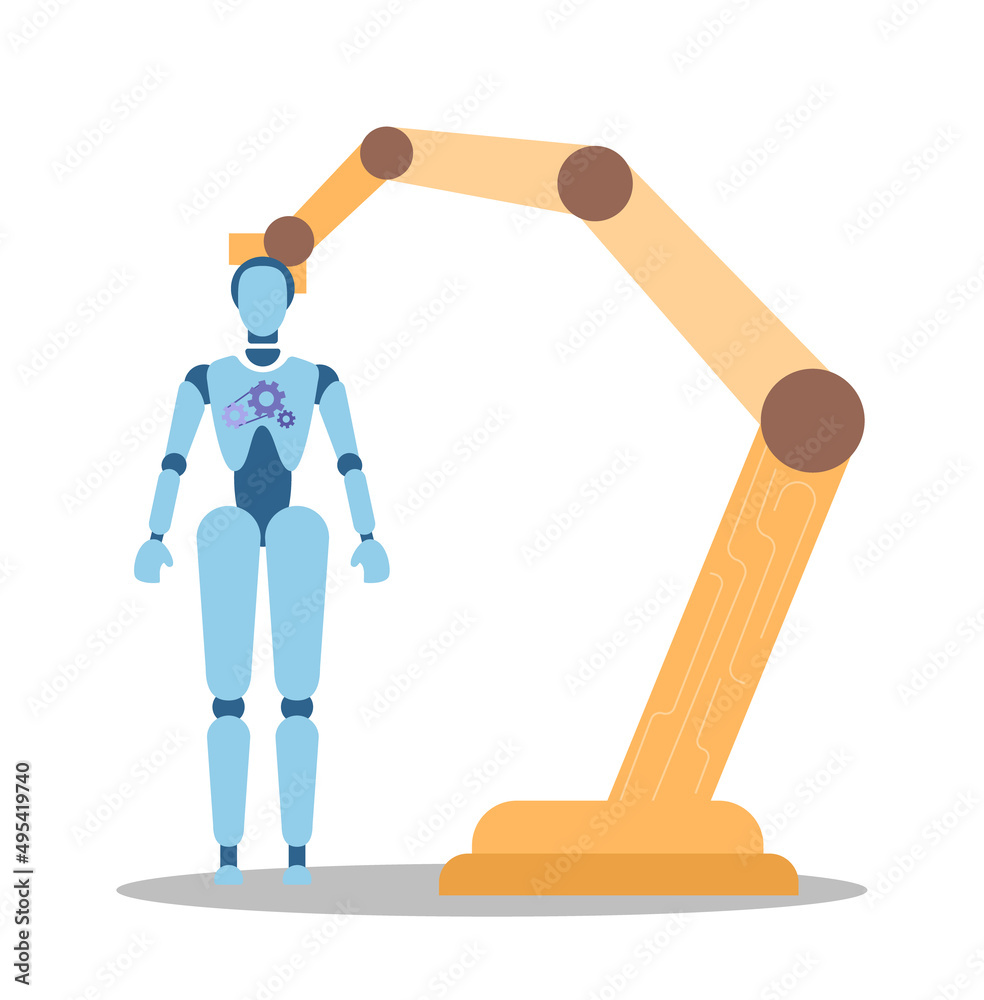 Poster roboticist concept. robotic engineering and constructing. idea of artificial