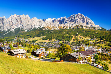 Cortina d'Ampezzo, Italy - Sesto Dolomites mountain range, Alps in South Tyrol - obrazy, fototapety, plakaty