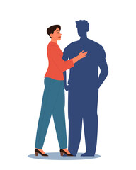 Loneliness concept. Lonely character with depression and sadness. Young unhappy