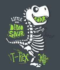 Cool dinosaur skeleton, vector shirt print design