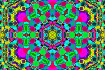 Abstract multicolored textural symmetrical background kaleidoscope.