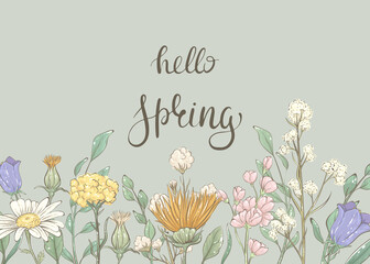 Hello spring. Banners with flowers