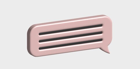 Isometric pink speech bubble, messenger shape. 3D render vector icons for social media or website