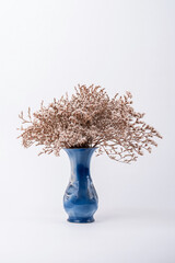 vase with dried flowers on a white background. minimalist decor